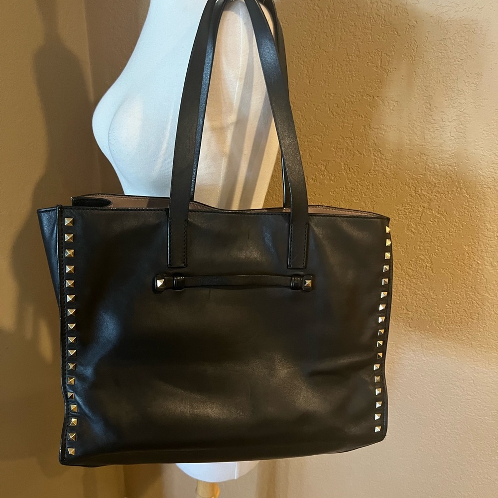 Vintage Valentino Rockstud Shopping Tote Bag Black